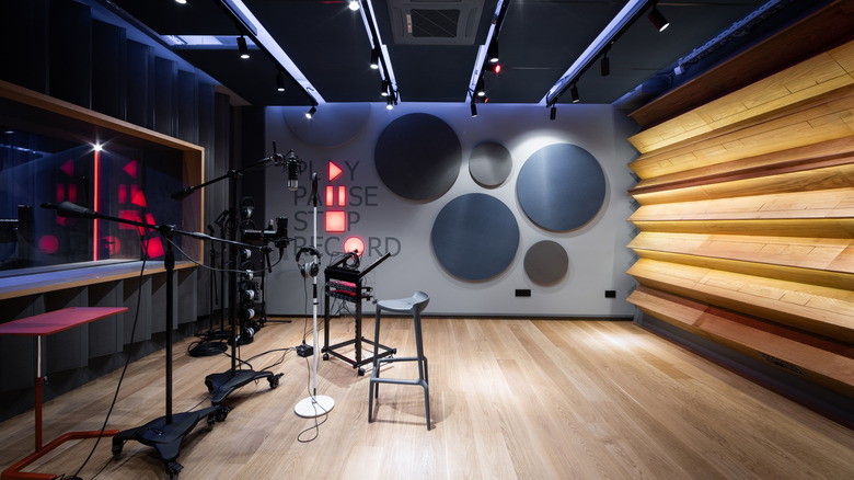 A large, empty recording studio.