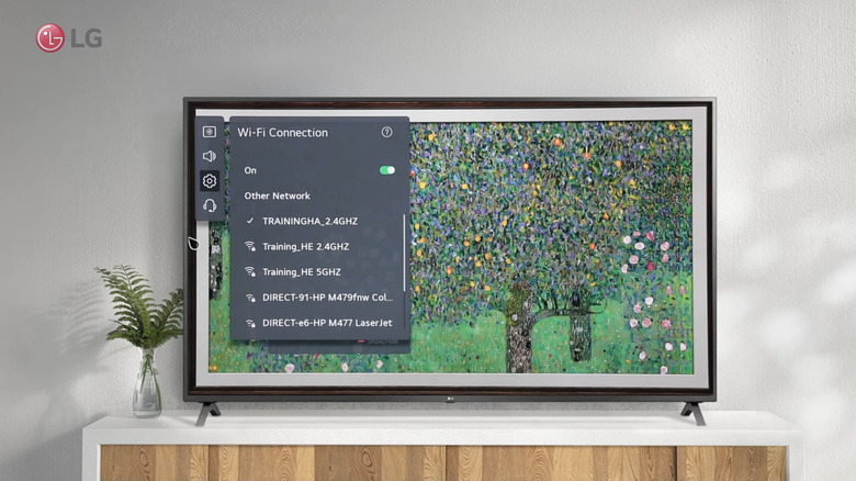 LG TV showing Wi-Fi Connection panel