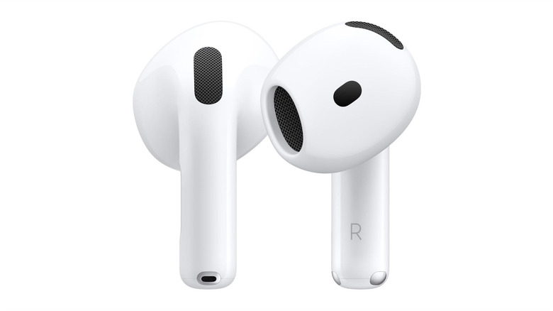 The Apple AirPods 4 wireless earbuds against a white background