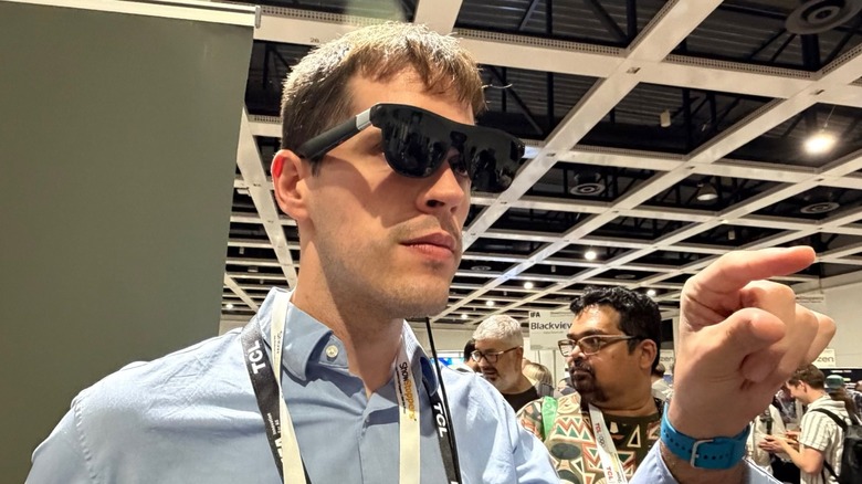 Man using XREAL's Aura glasses