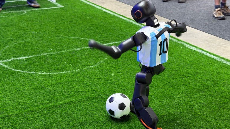 Humanoid robot kicking a ball