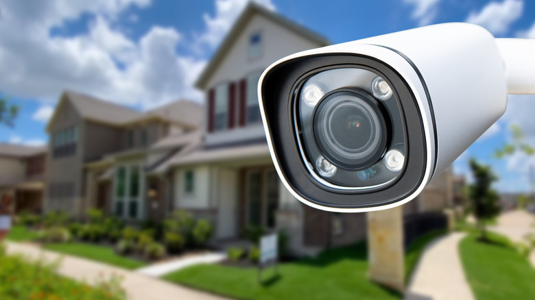 A security camera outside of a house.