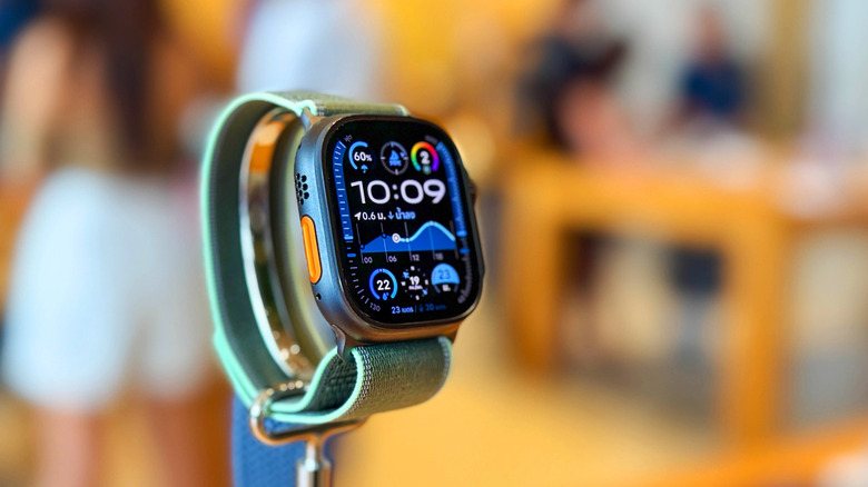An Apple Watch displaying the current time