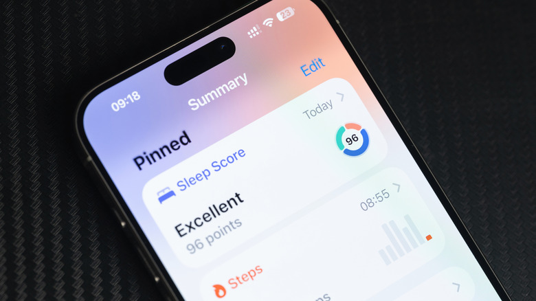 A person's Sleep Score seen in the Health app on the iPhone