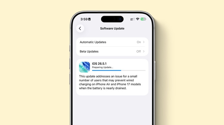 An iPhone ready to be updated to iOS 26.5.1