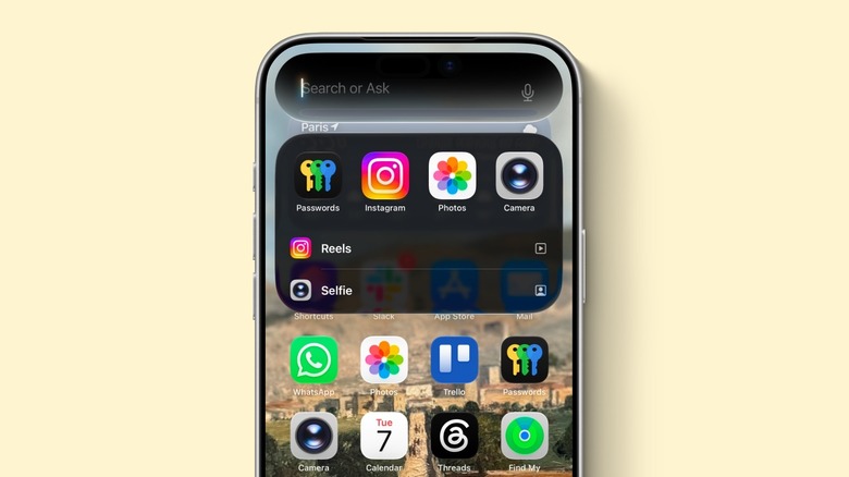 The new Spotlight interface in iOS 27 in an iPhone mockup
