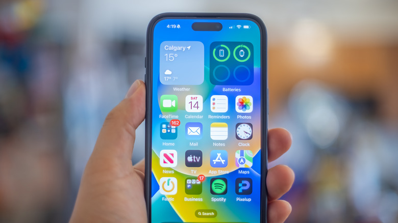 iPhone home screen with default icon look