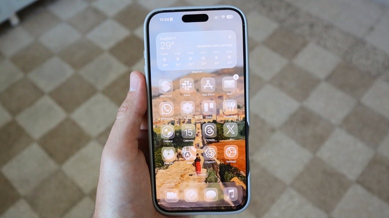 iOS 26 Home Screen with new Clear icons