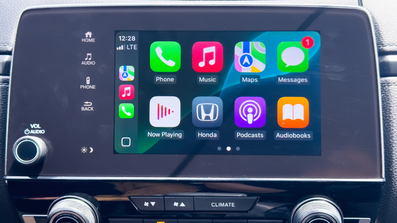 An Apple CarPlay interface on a car's infotainment screen