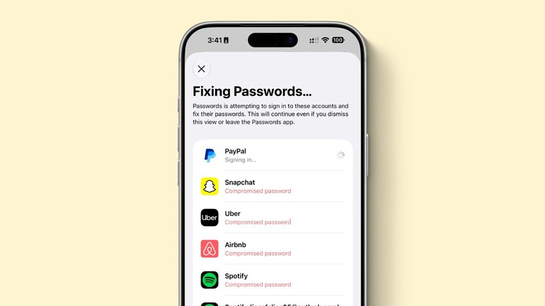 iPhone mockup with Passwords app on the display