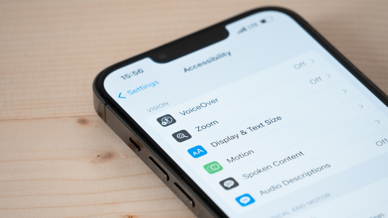 An iPhone displaying iOS accessibility settings.