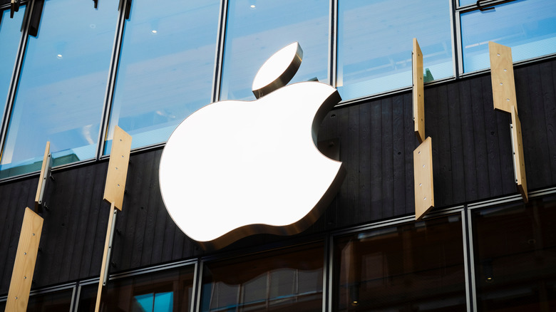 Apple logo outside of Apple retail store