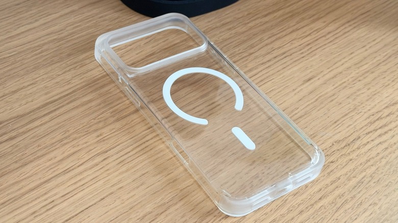 A clear iPhone case on a table
