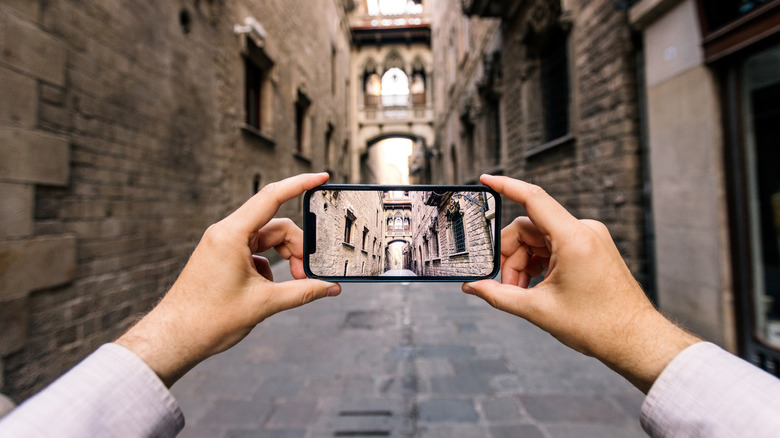 iPhone camera in city environment