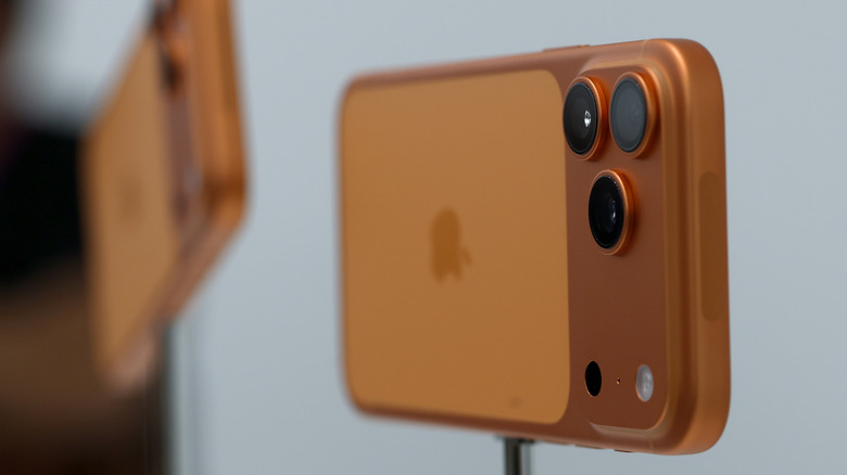 Close-up of the iPhone 17 Pro rear camera module.