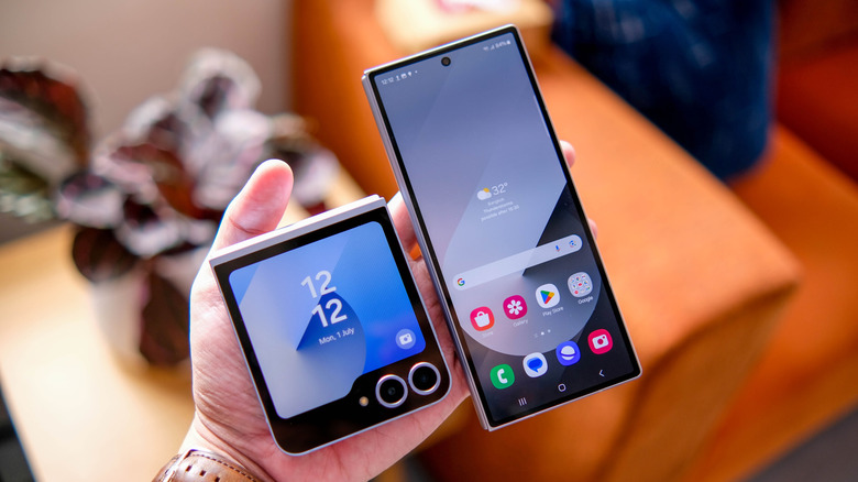 The Galaxy Z Flip 6 and Galaxy Z Fold 6 foldable phones in hand.