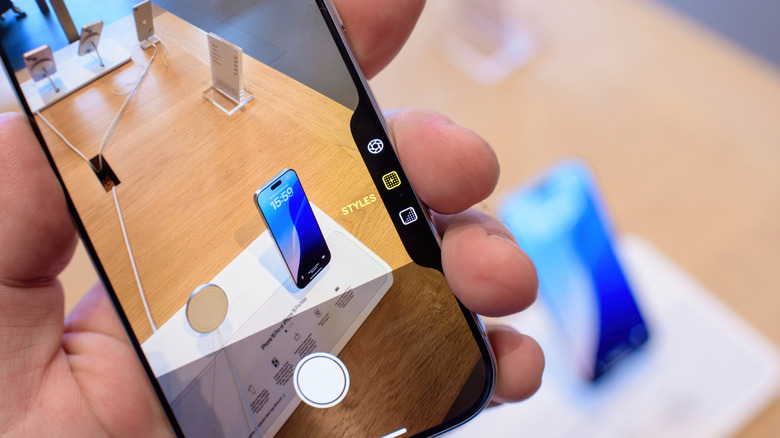 The Camera Control button on an iPhone 16.