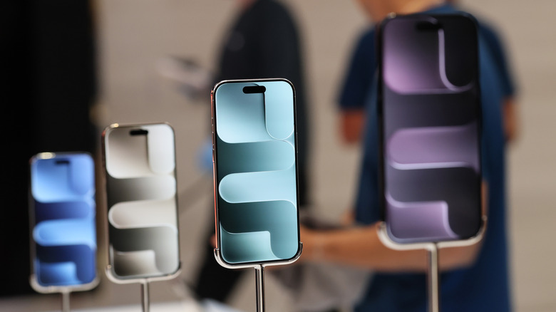 The iPhone Air on display in multiple colors