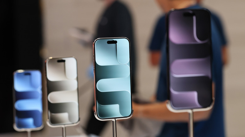 iPhone Air on display in an Apple retail store
