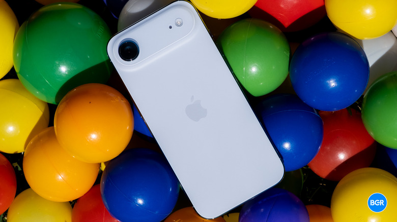 Back of the iPhone Air on colored balls