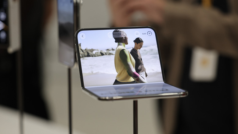 Apple's new iPhone Duo on display during the 