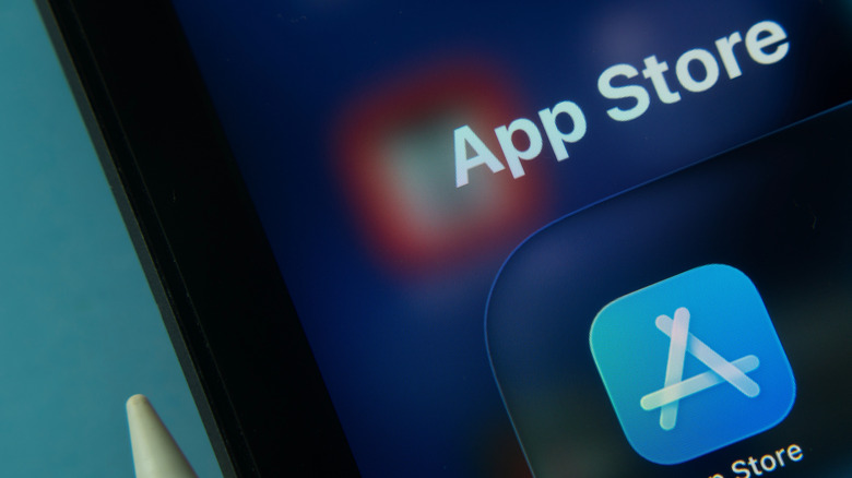 Close-up of App Store app icon on a iPad screen