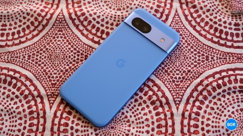Google Pixel 8a placed on a cloth surface
