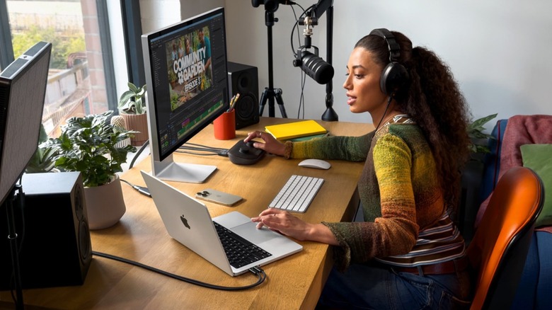Woman uses a MacBook Pro