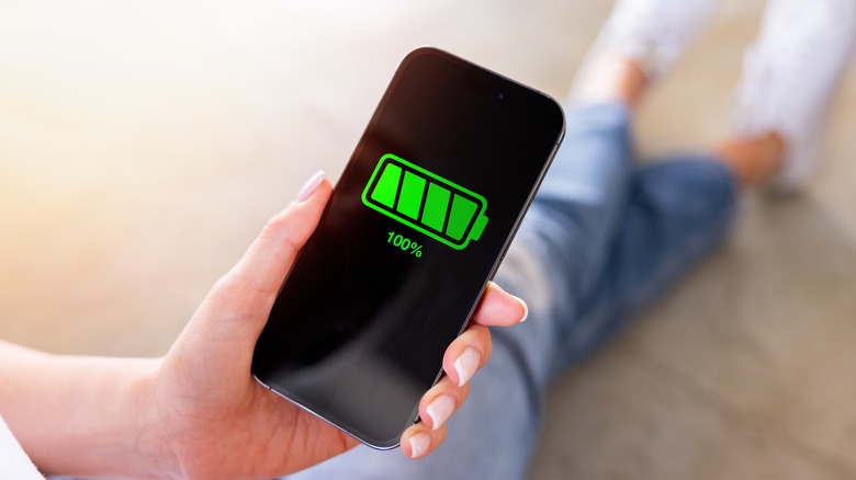phone with a full battery icon