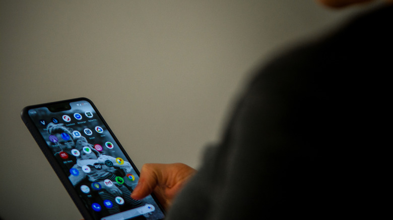 A person using a Google Pixel phone