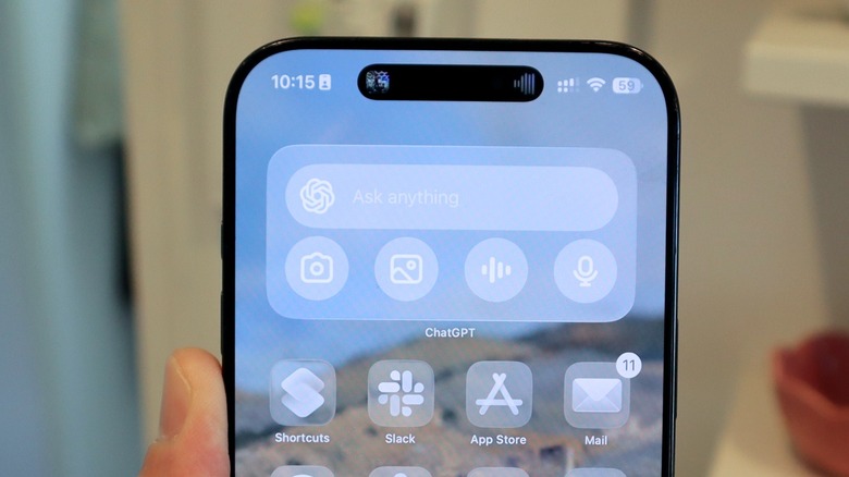 ChatGPT widget on iPhone 16 Pro Max running iOS 26