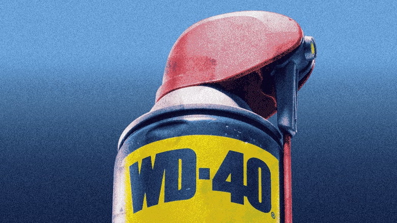 A close-up of the top of a can of WD-40.