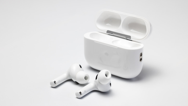 AirPods out of their charging case