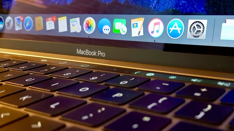 Close-up shot of a MacBook Pro's dock