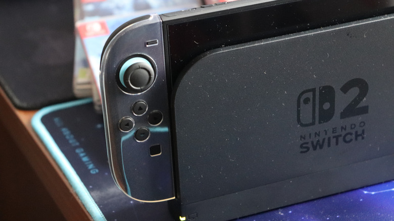 A Switch 2 in its dock, charging.