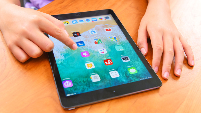 A person using their Apple iPad