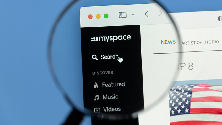 section of the Myspace website showing search options
