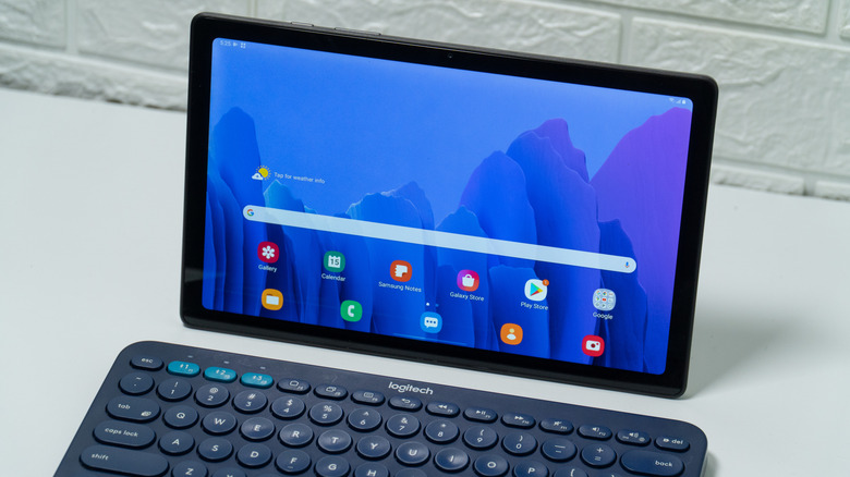Galaxy Tab 7 with a keyboard.