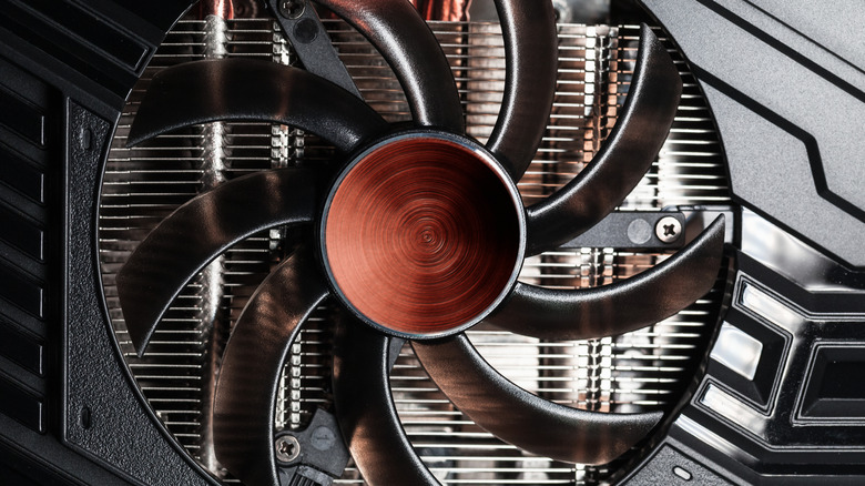 A fan inside a PC.