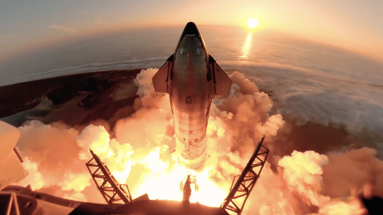 SpaceX's Starship rocket launching from Starbase in southern Texas.
