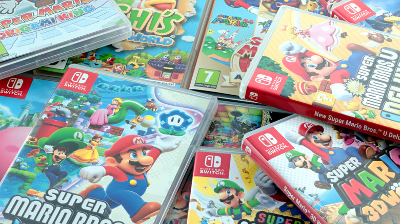 Several physical Nintendo Switch "Super Mario" games