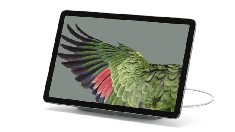 A Google Pixel Tablet placed on the Charging Speaker Dock