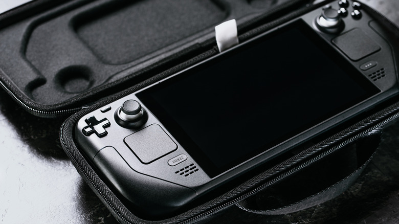 A Steam Deck in a carrying case