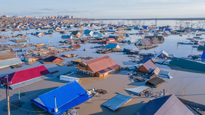a flooded city due to climate change