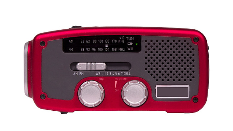 A radio with access to AM, FM, and dedicated weather bands.