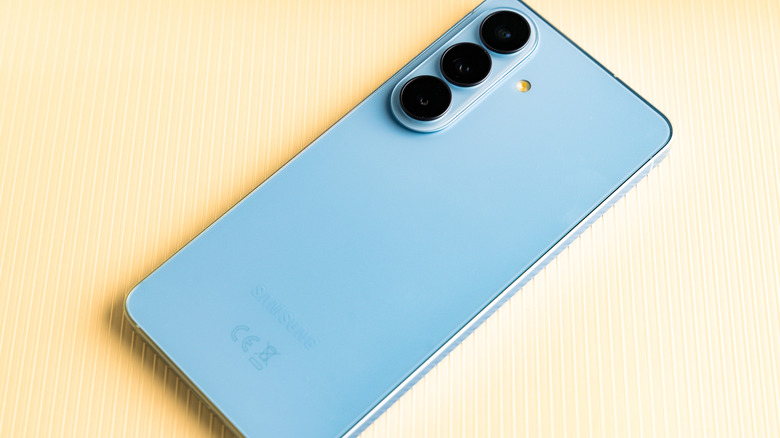 A Samsung Galaxy S24 laying on a table.