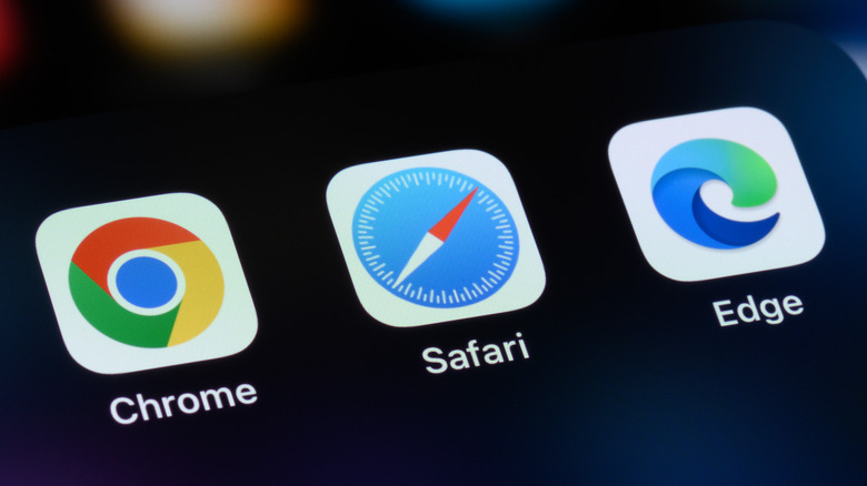 Google Chrome, Safari, and Microsoft Edge icons on a screen