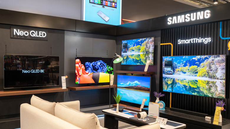 Samsung smart TV display in electronics store