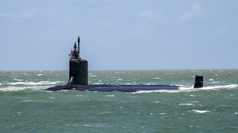 A Virginia-class U.S. nuclear-powered, fast-attack submarine, pictured in 2021