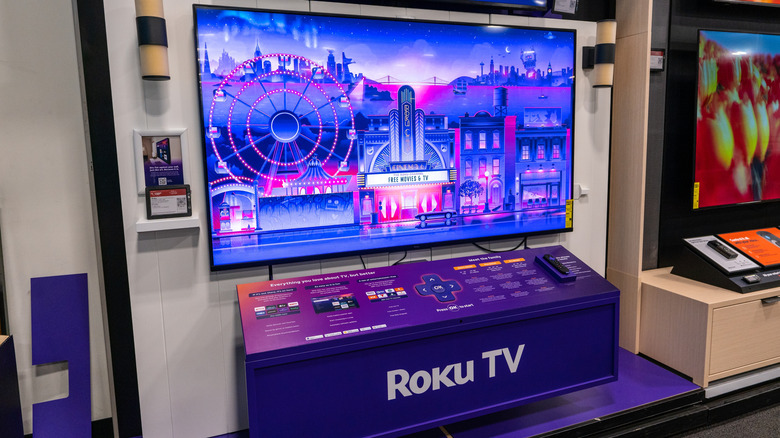 A Roku TV display in a store.